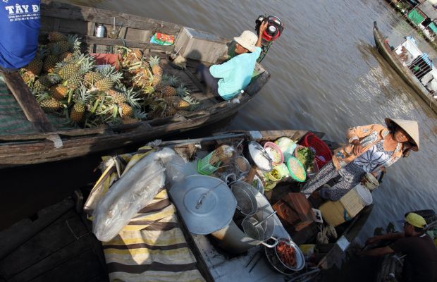 Having breakfast at the Mekong Delta region of Vietnam